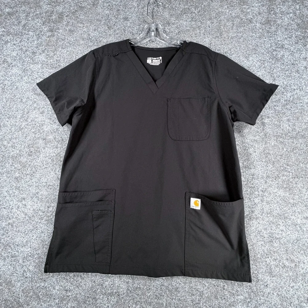Carhartt Force Essentials V-Neck 6-Pocket Scrub Top Unisex S Black‎ Modern Fit
